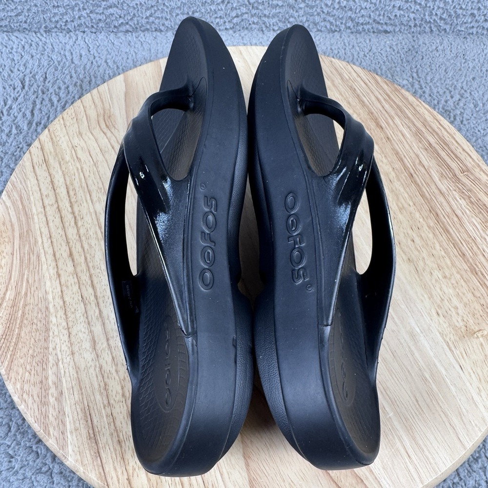 OOFOS Oolala Womens 8 Black OOfoam Recovery Sandals Comfort Flip Flops - Picture 7 of 11